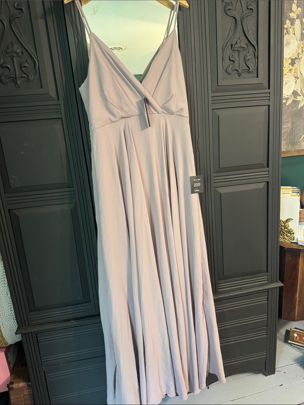 NEW Lulus Women's V-Neck Spaghetti Strap Maxi Dress Blush Lilac